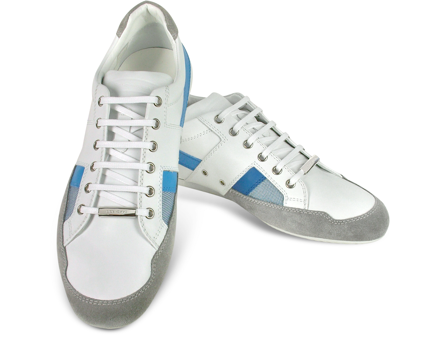 Christian Dior Dior Homme White & Blue Leather and Suede Sneaker Shoes ...