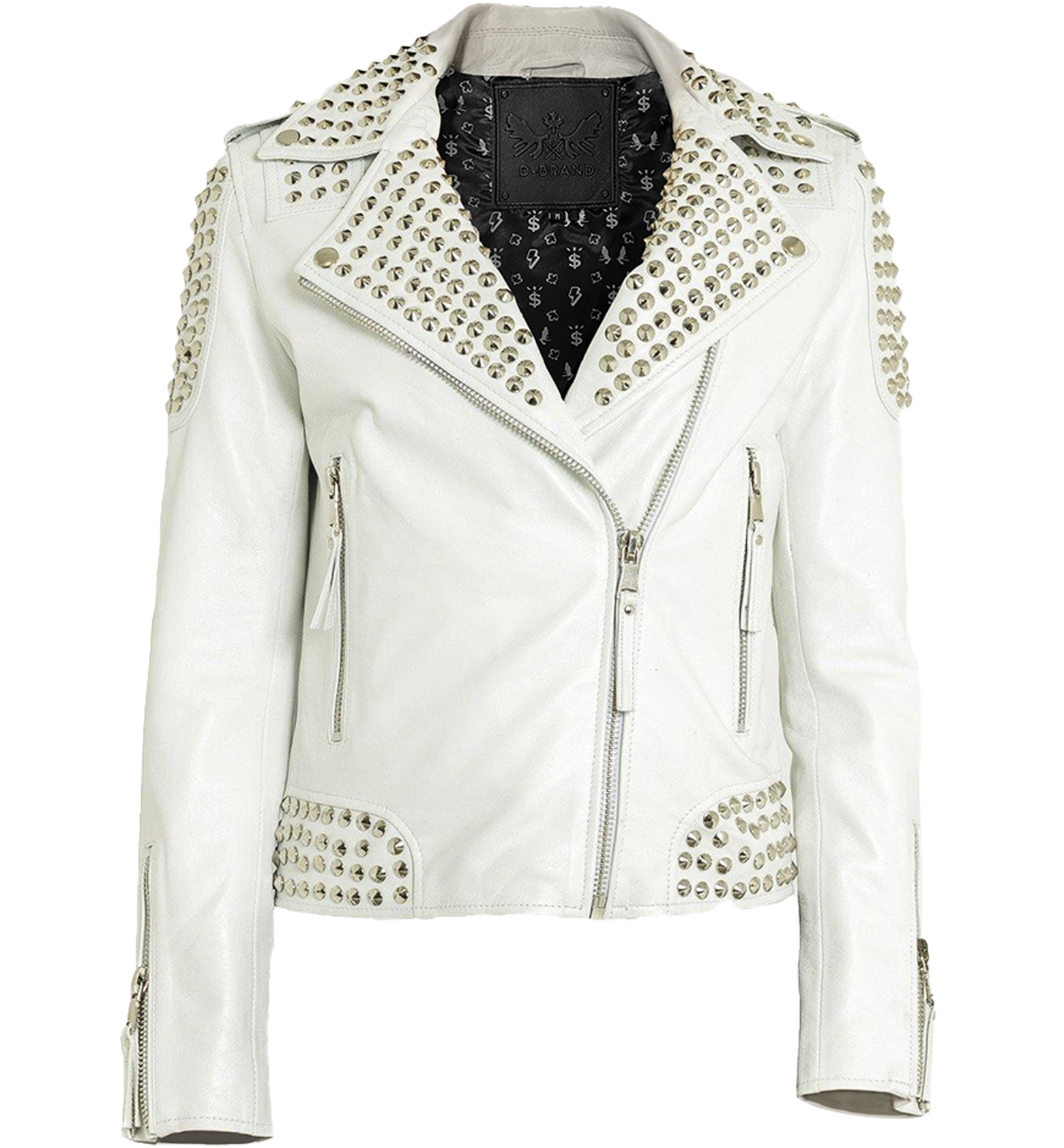 Cuir Dimitri Crystal Women’s Leather Jacket w/ Studs XS at FORZIERI