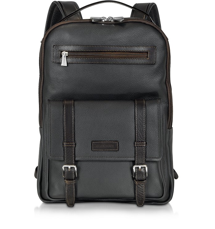 Black and Brown Leather Backpack - Chiarugi