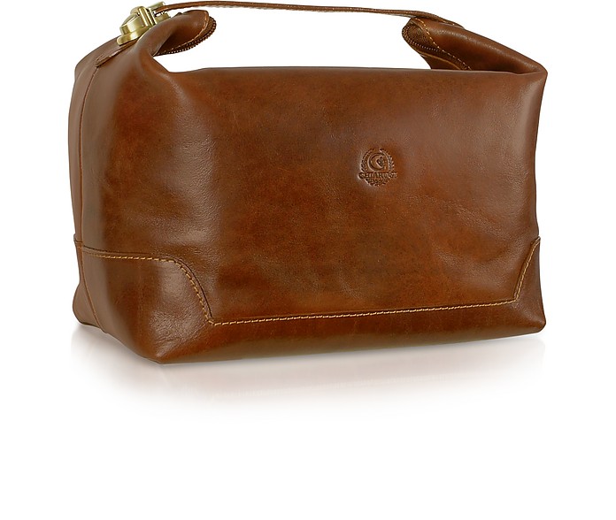 Handgearbeitete Reisetasche aus echtem italienischem Leder in braun - Chiarugi