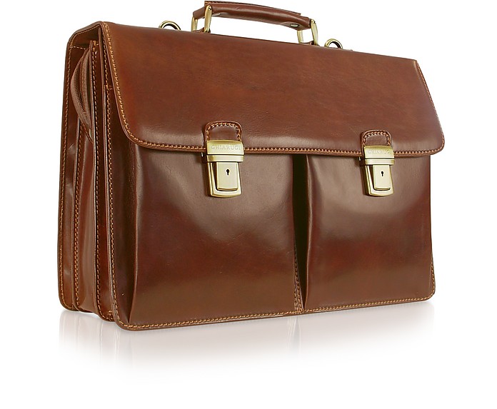 Handmade Brown Genuine Italian Leather Briefcase - Chiarugi