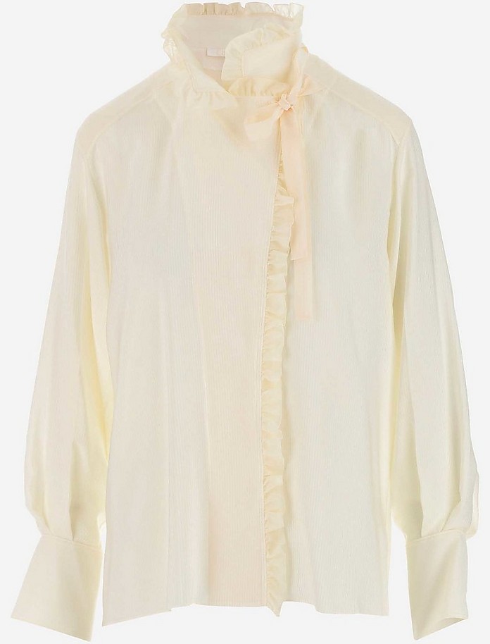 Cotton and Silk Blend Women's Shirt w/Ruffles - Chloe
