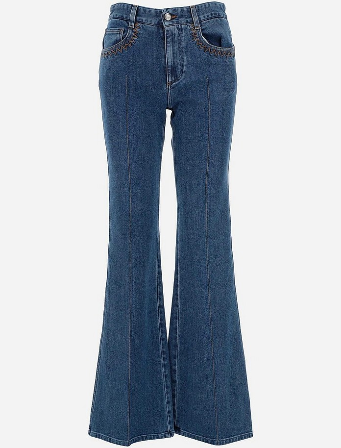 Washed Recycled Stretch Denim Women's Jeans - Chloé
