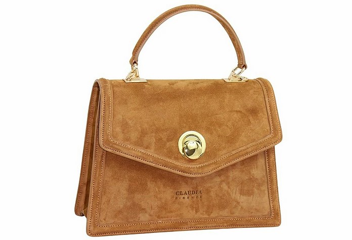 Cl10995-Suede Filomena - Calf Leather Handbags - Claudia Firenze