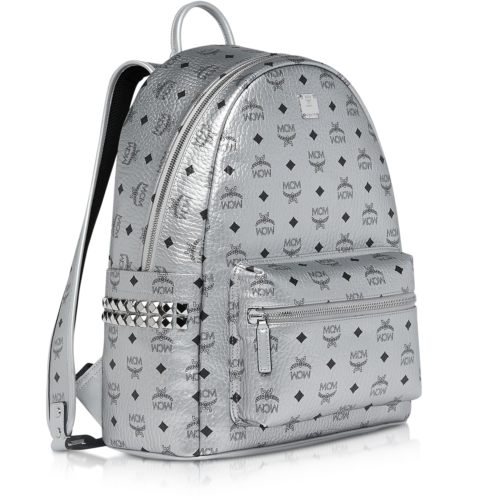 MCM Stark Backpack Visetos Medium White in Coated Canvas with Silver-tone -  US