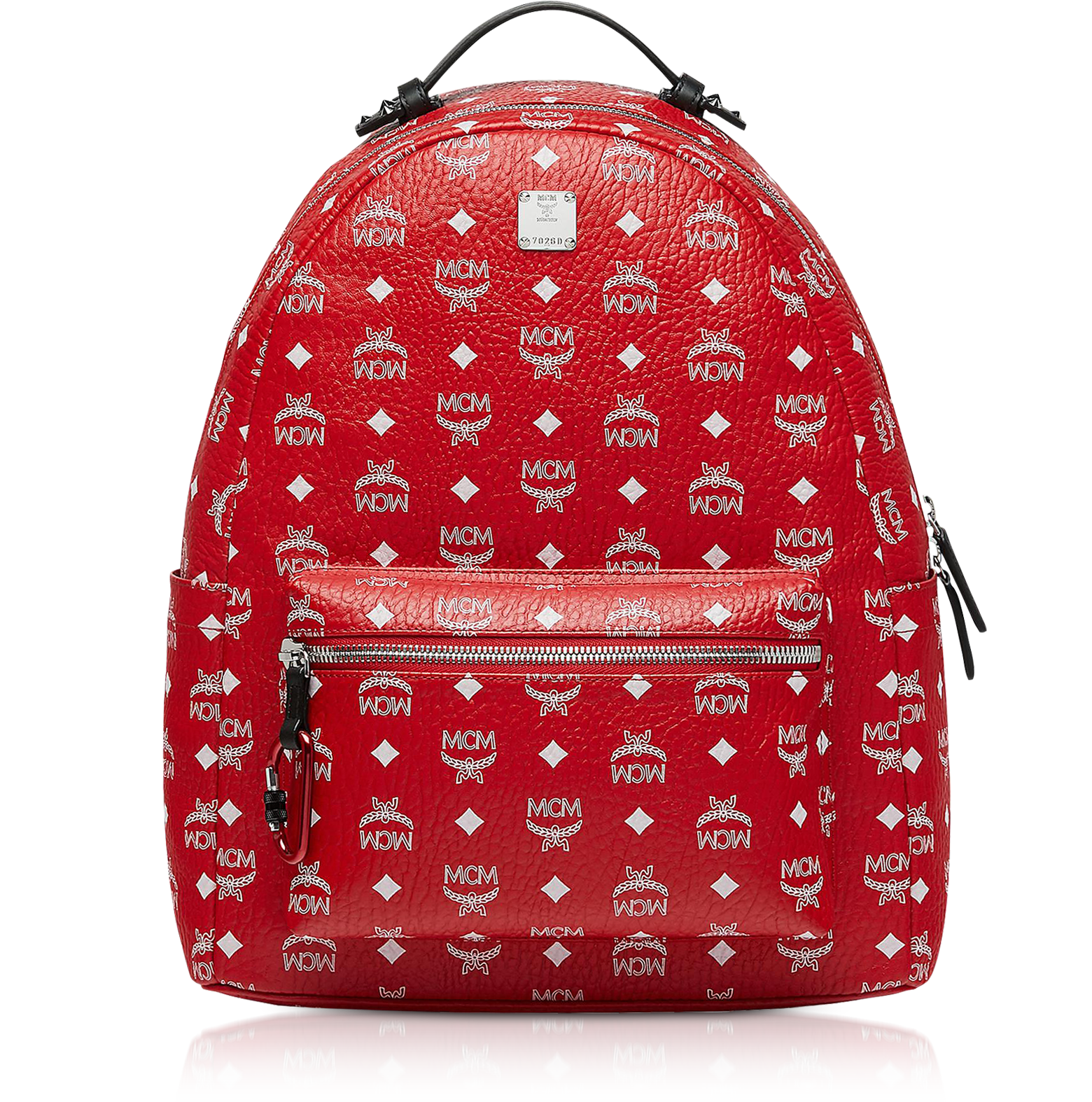 Auth MCM Red Visetos Jacquard Leather Backpack -  New Zealand