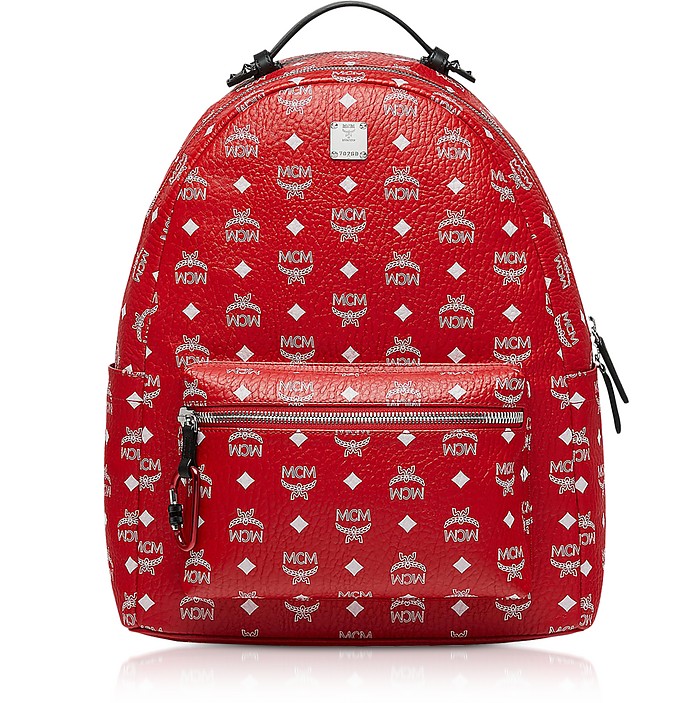 Viva Red Stark Backpack w/White Logo Visetos 40 - MCM