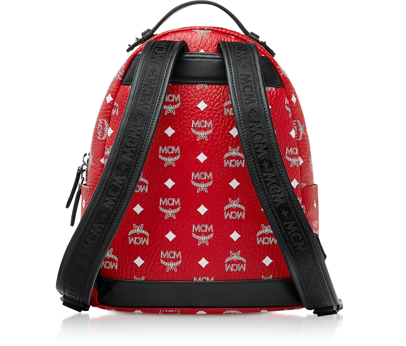 MCM Red Stark Vintage Jacquard Leather Small Backpack Book Bag NWT