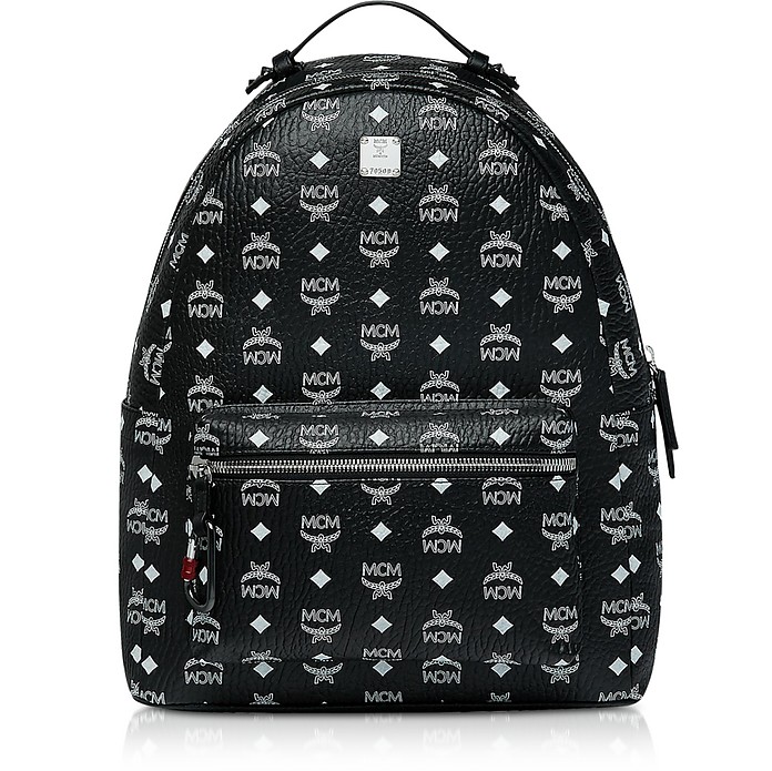 Black Stark Backpack w/White Logo Visetos 40 - MCM