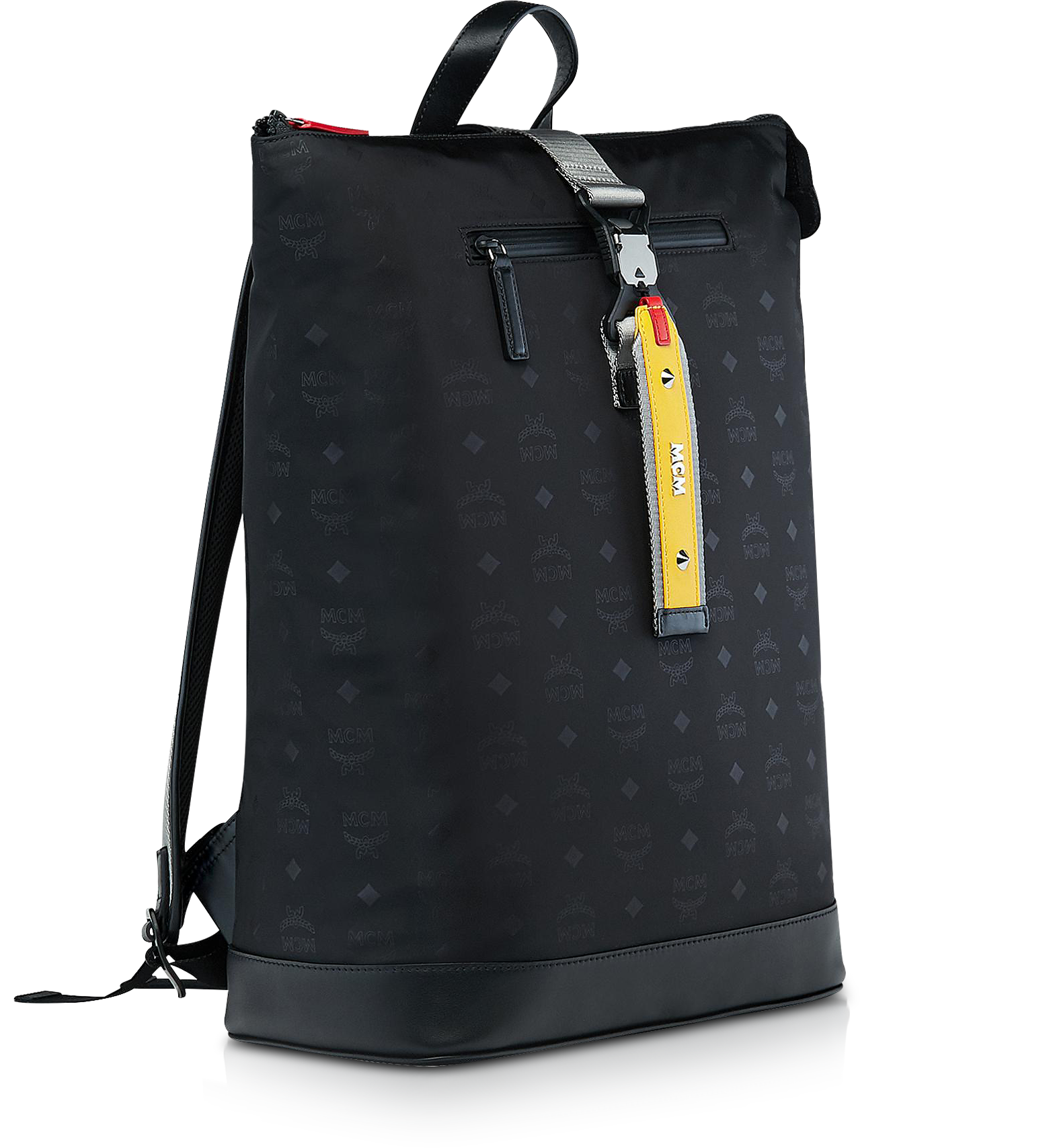 MCM Nylon Monogram Medium Resnick Backpack Gray 893434