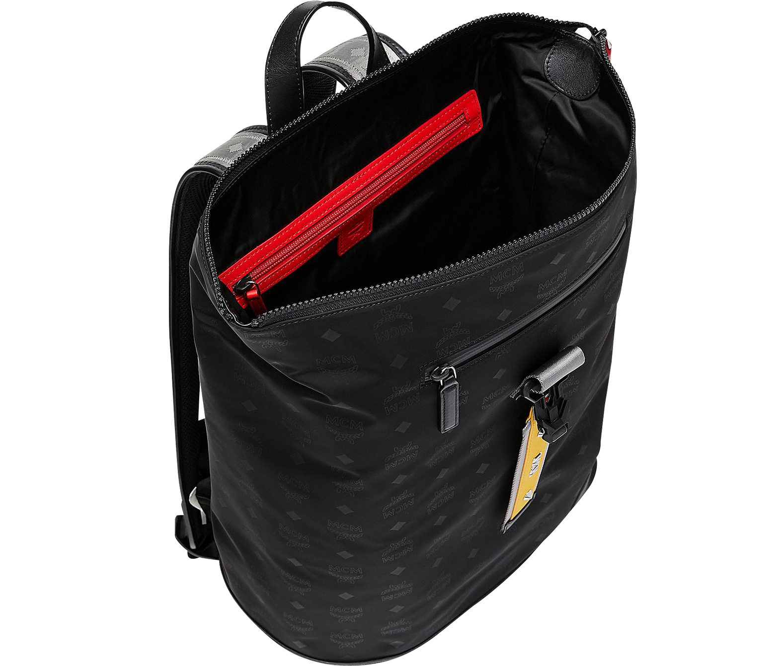 MCM Black Dieter Monogrammed Nylon Medium Backpack at FORZIERI