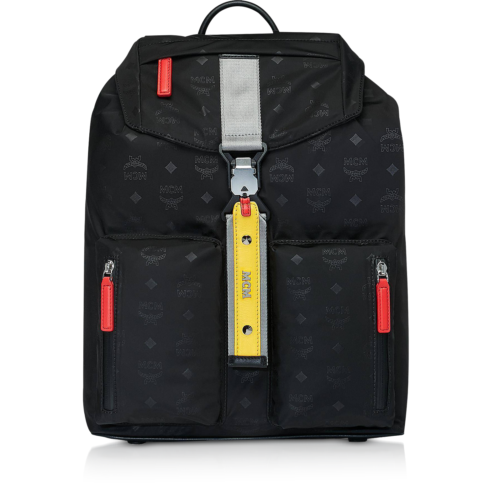 MCM Dieter Backpack Two Pocket Large Black in Nylon with Gunmetal - GB