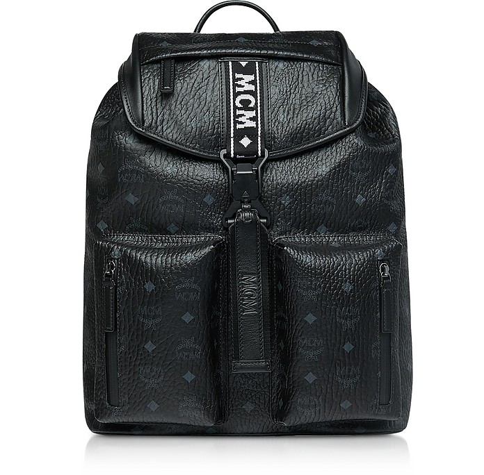 Black Visetos Raymonde Two Pocket Medium Backpack  - MCM