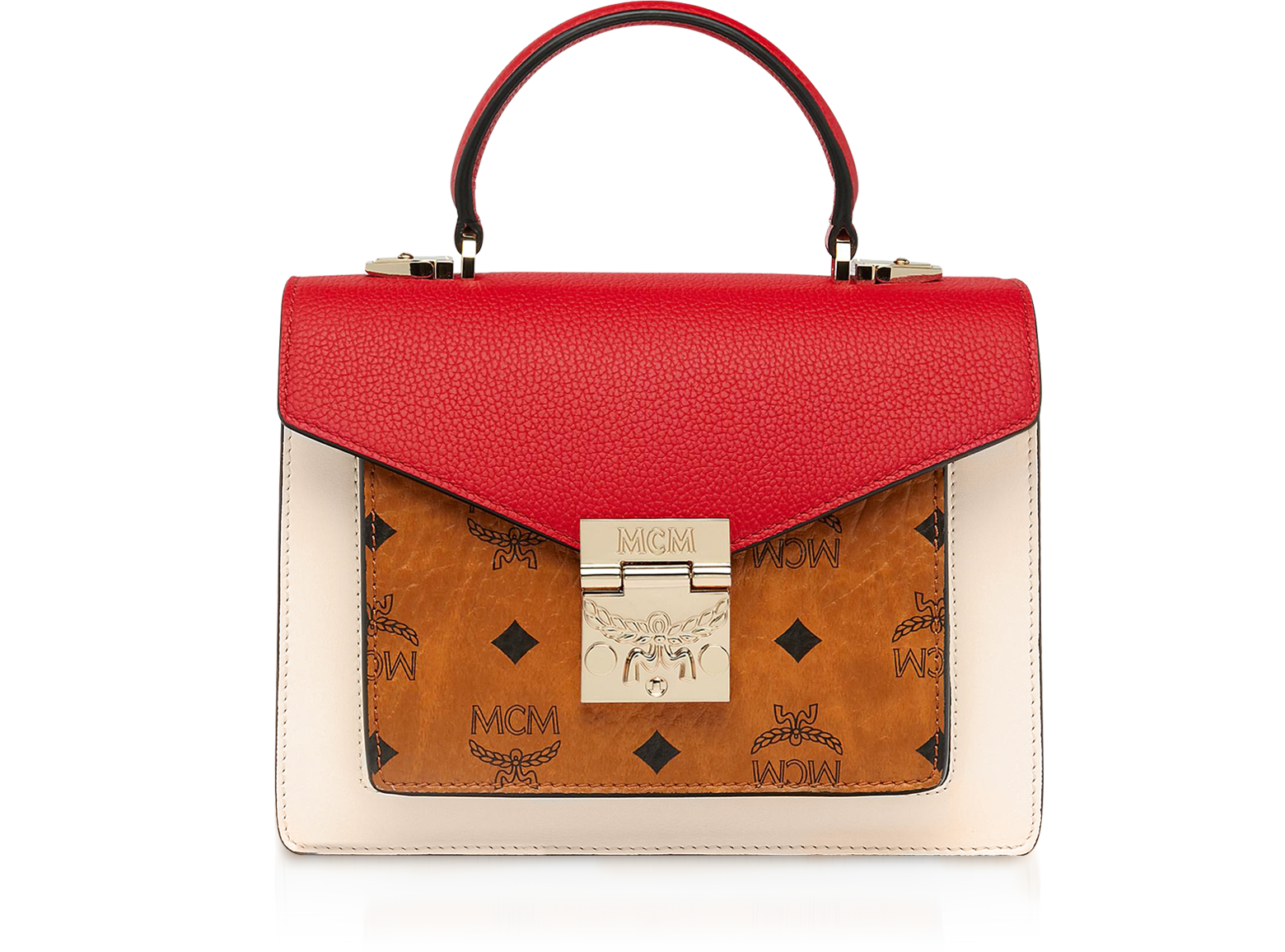 MCM Cognac Coated Canvas and Leather Visetos Patricia Bag