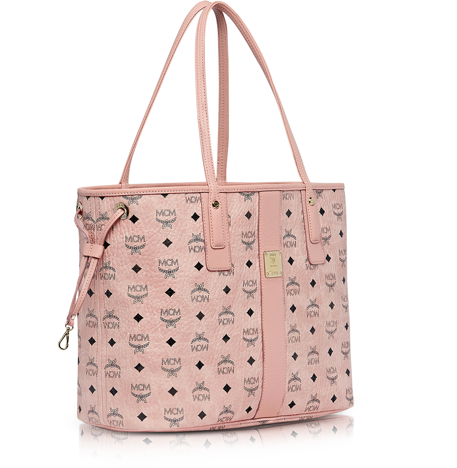 MCM Project Shopper Visetos Leather Tote Reversible Medium in Pink