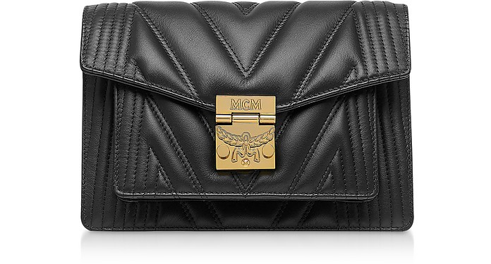 Black Quilted Leather Patricia Crossbody Bag - MCM