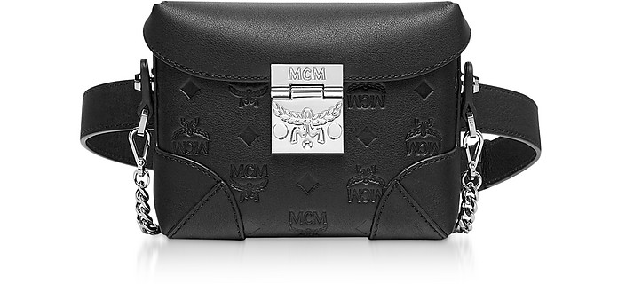 Black Monogram Leather Soft Berlin Belt Bag - MCM