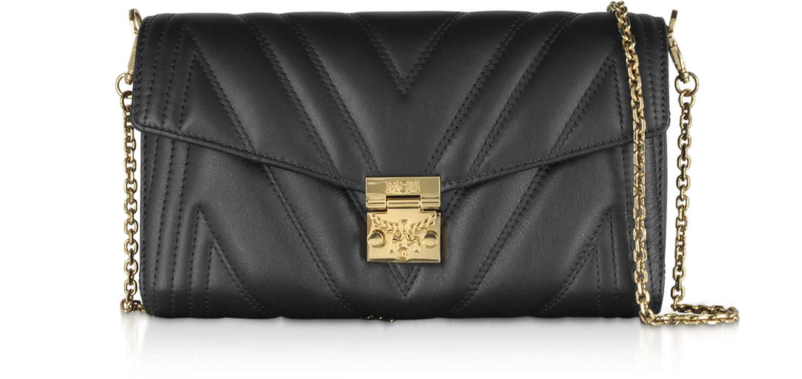 MCM Black Quilted Leather Patricia Crossbody Bag at FORZIERI