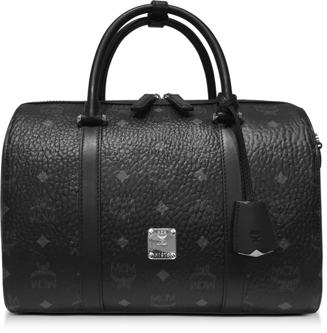 100% Authentic MCM Black Visetos Small Boston Hand Bag With MCM Charm&Dust  Bag