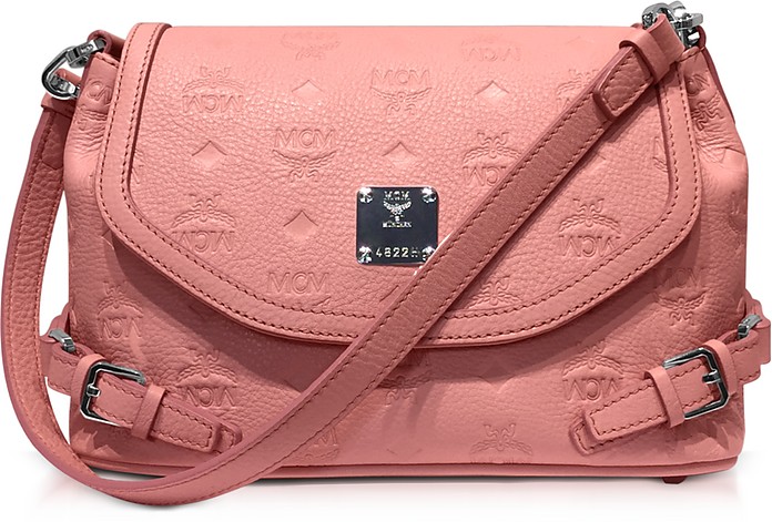 Pink Blush Signature Monogrammed Leather Small Crossbody Bag - MCM
