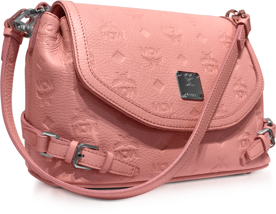 MCM Pink Blush Signature Monogrammed Leather Small Crossbody Bag