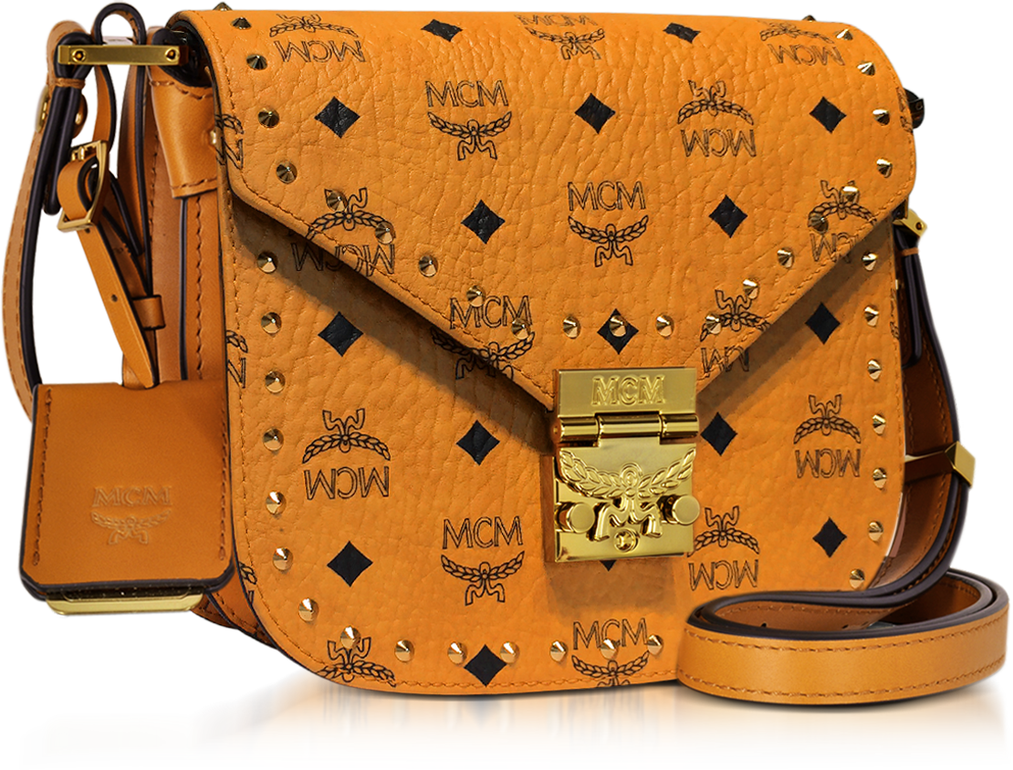 $1,095 MCM Patricia Beige Leather Studded Crossbody Shoulder Bag  MWS9APA17BC001