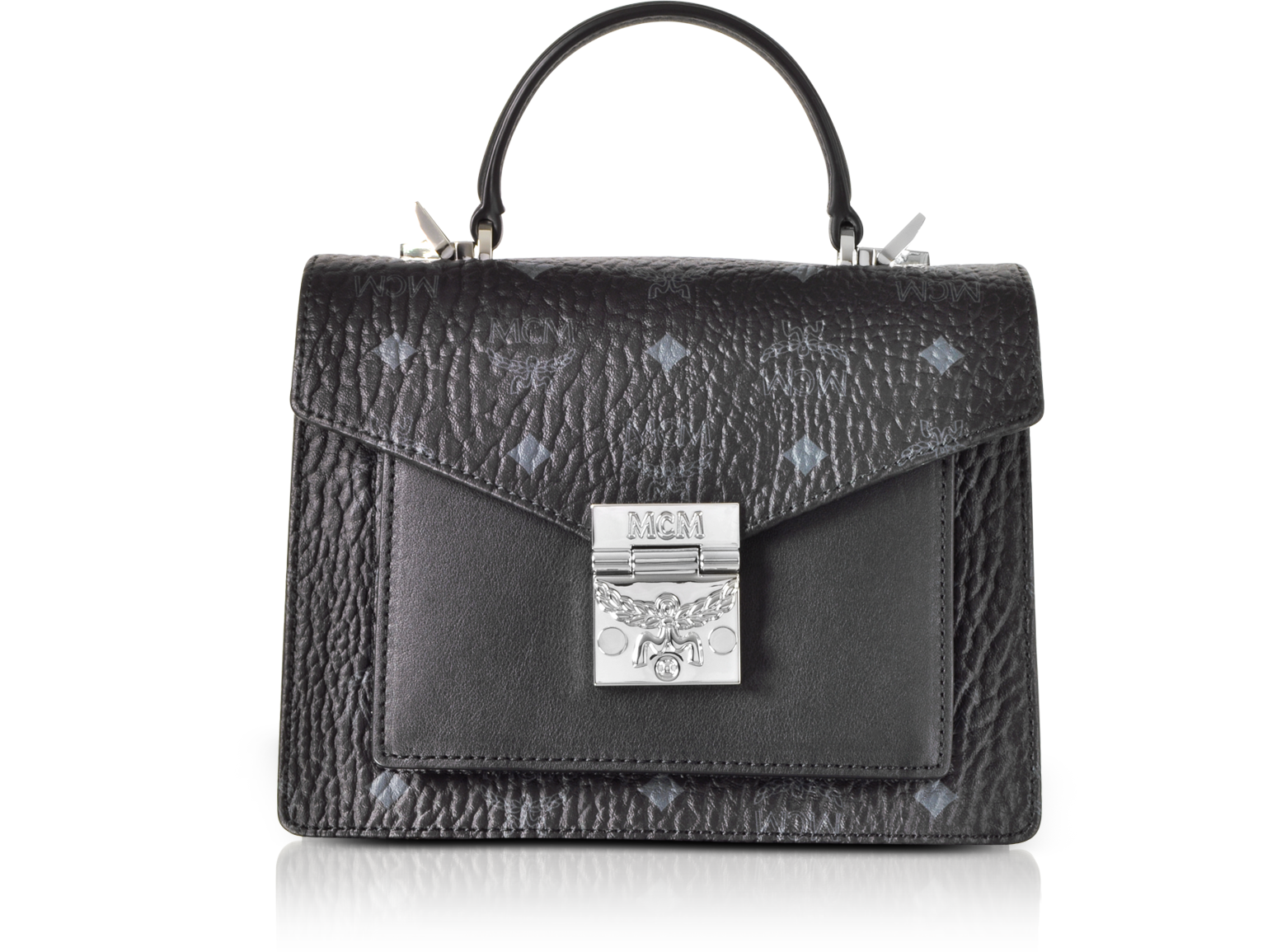 MCM Cognac & Black Visetos Leather Small Patricia Shoulder Bag at FORZIERI