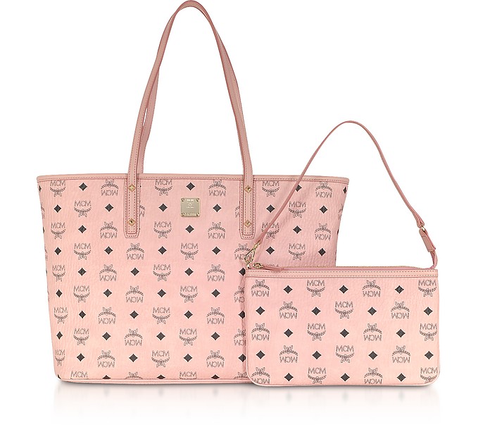 MCM Anya Soft Pink Top Zip Medium Shopping Bag at FORZIERI
