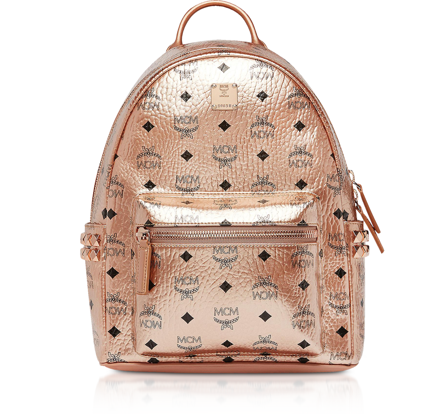 MCM Champagne Gold Mini Stark Backpack at FORZIERI