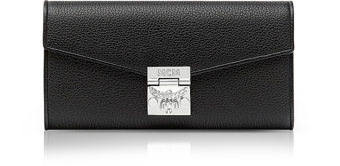 Patricia Crossbody Wallet Large Black Grained Leather - MCM