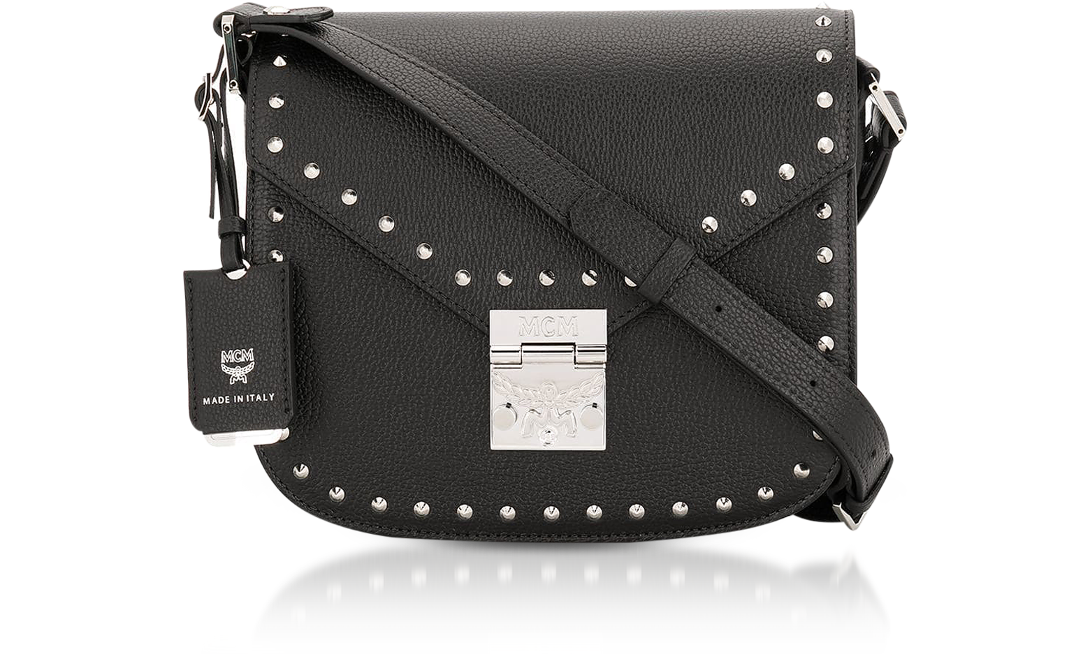 MCM Black Leather Studded Flap Shoulder Bag at 1stDibs  black leather  studded bag, black leather studded purse, mcm black leather shoulder bag