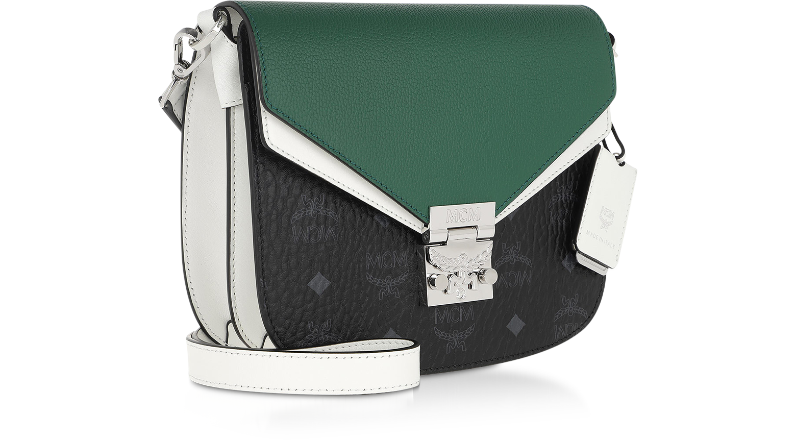 MCM Black/Green Patricia Visetos Leather Block Mini Crossbody Bag