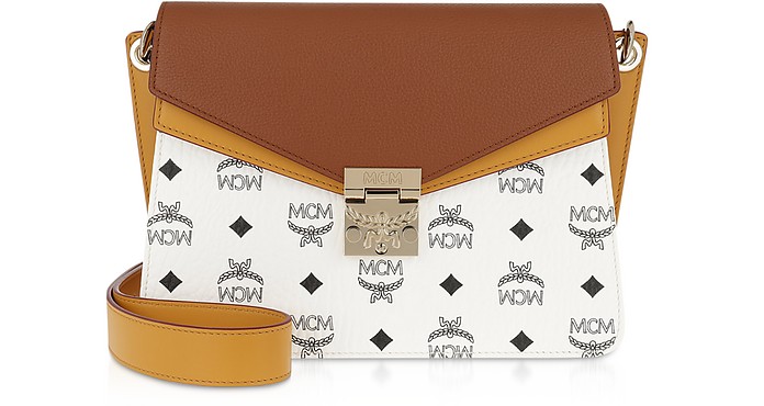 Mezzanin Visetos Leather Block Medium Shoulder Bag - MCM
