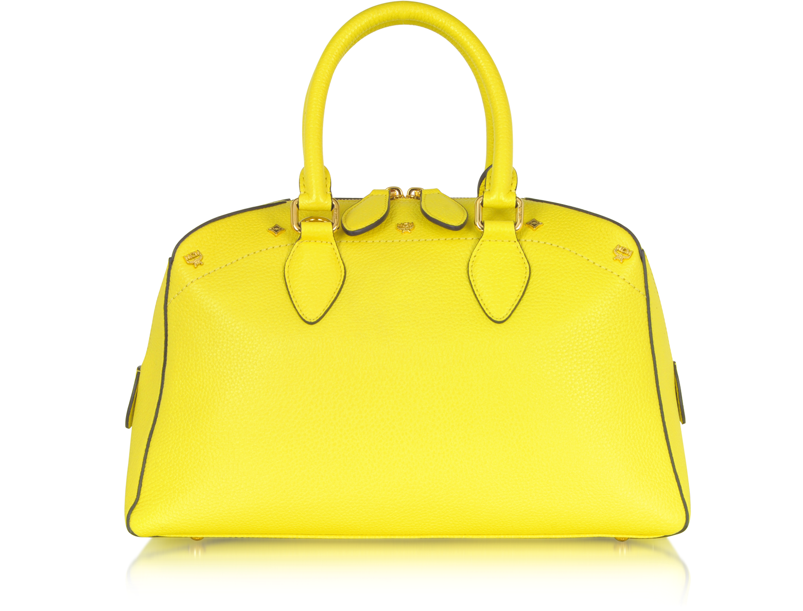 MCM Yellow First Lady - Small Leather Boston Bag at FORZIERI UK