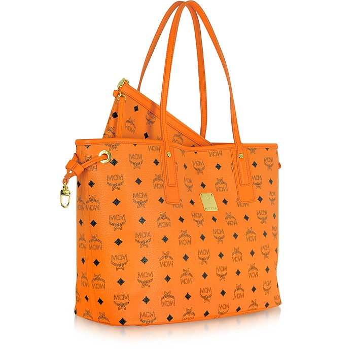 MCM Orange Shopper Project - Reversible Eco-Leather Tote at FORZIERI