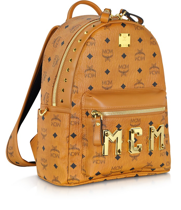 MCM Stark M Collection Cognac Signature Small Backpack at FORZIERI