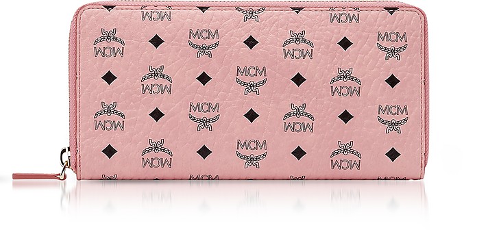 MCM Soft Pink Visetos Large Zip Around Wallet at FORZIERI Canada