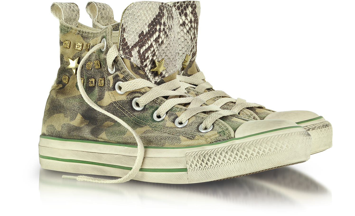 Converse Limited Edition All Star High-top Camo Canvas and Snake LTD  Sneaker 6 (8 WOMENS US | 6 UK | 39 EU) at FORZIERI
