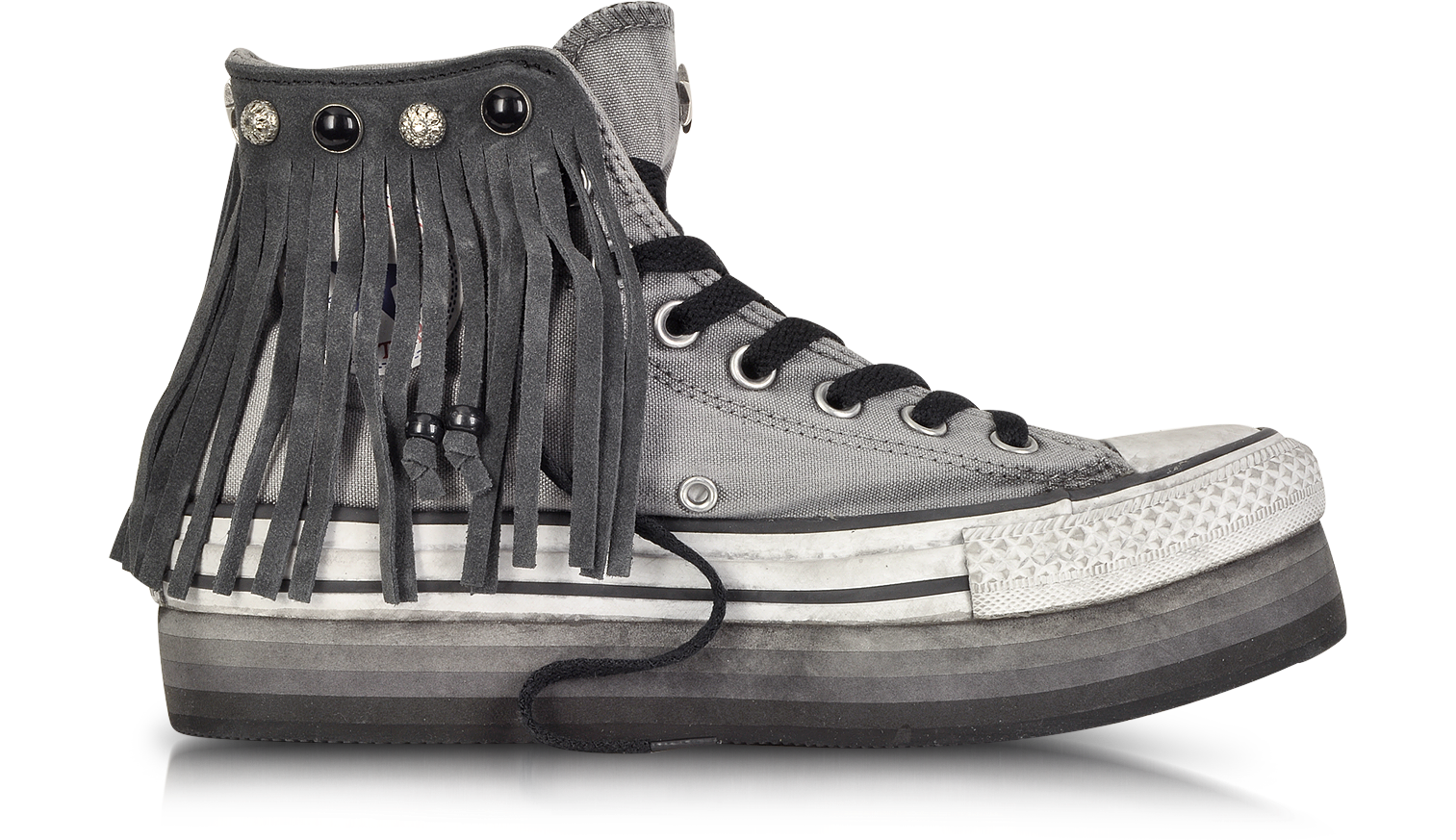Converse Limited Edition All Star High-top Indie Iron Gray Canvas LTD  Fringed Sneaker 4 UK at FORZIERI