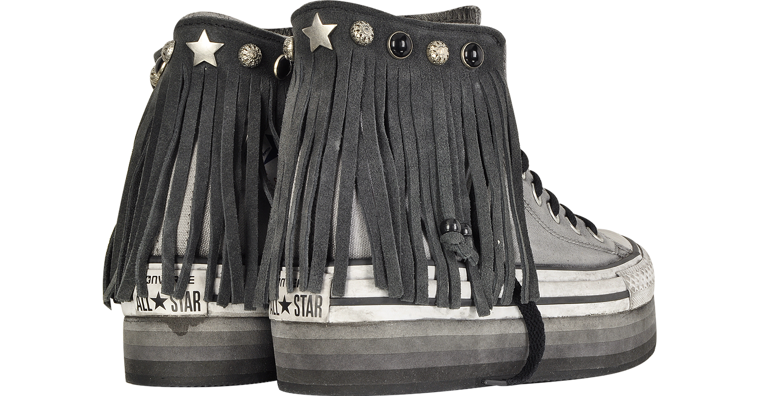 Sneaker All Star High-top Indie in Canvas Grigio con Frange e Zeppa LTD  Converse Limited Edition 4 (36.5 EU) su FORZIERI