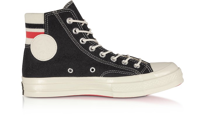 waarom Walter Cunningham wijs Converse Limited Edition Chuck 70 Retro Stripe High Top Black Sneakers 7.5  ( 9.5 WOMENS US| 7.5 UK | 41 EU) at FORZIERI