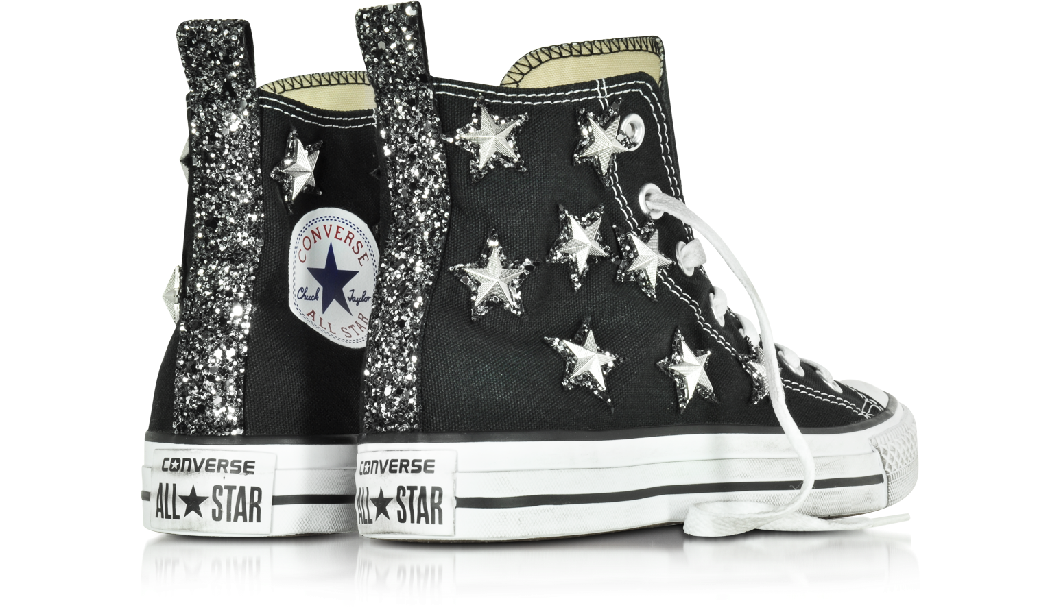 All Star Hi Sneaker in Canvas Nero con Stelle e Glitter Converse Limited  Edition 4.5 (37 EU) su FORZIERI