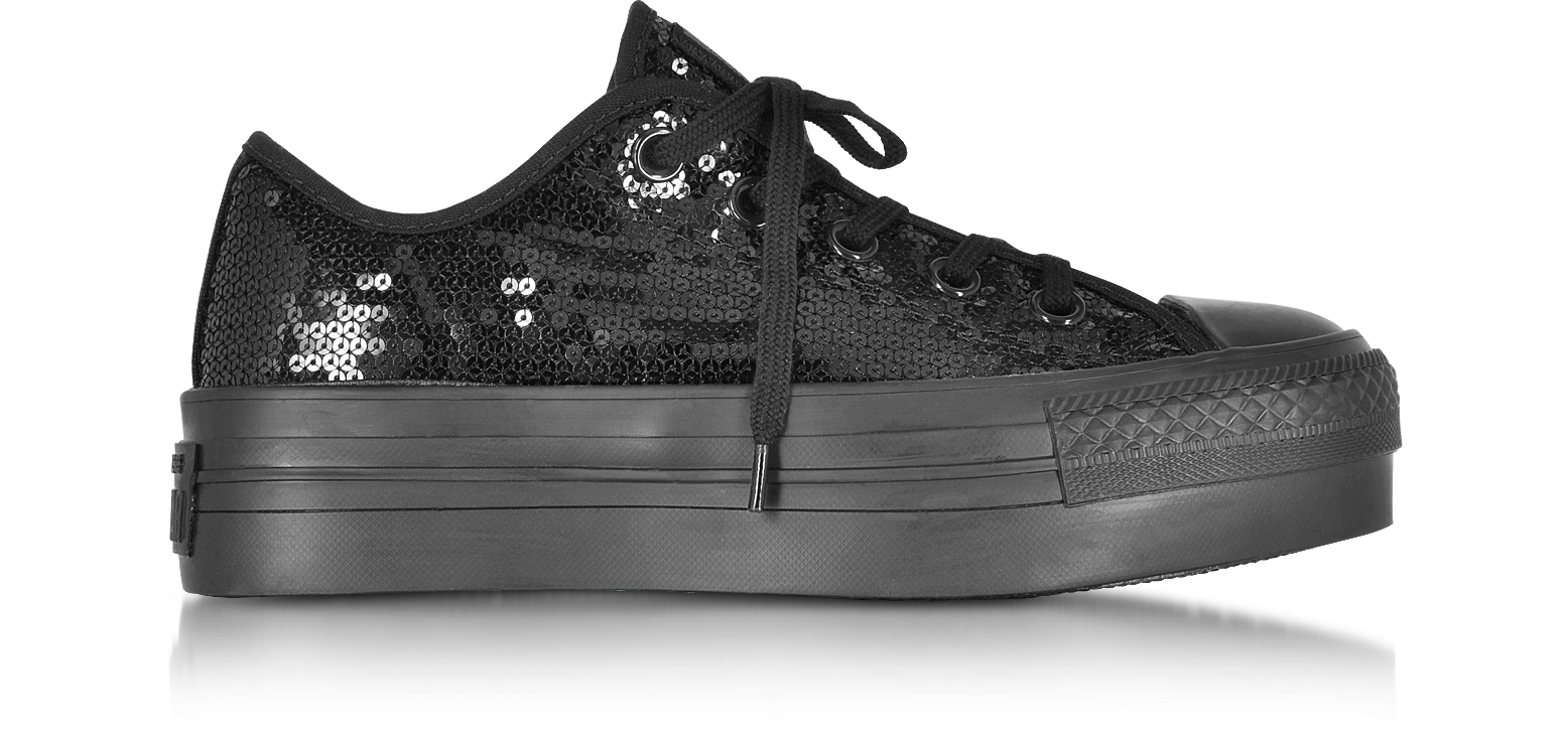 Converse Limited Edition Chuck Taylor All Star Ox Black Platform Sequins  Sneakers 7.5 WOMENS US | 5.5 UK | 38 EU at FORZIERI
