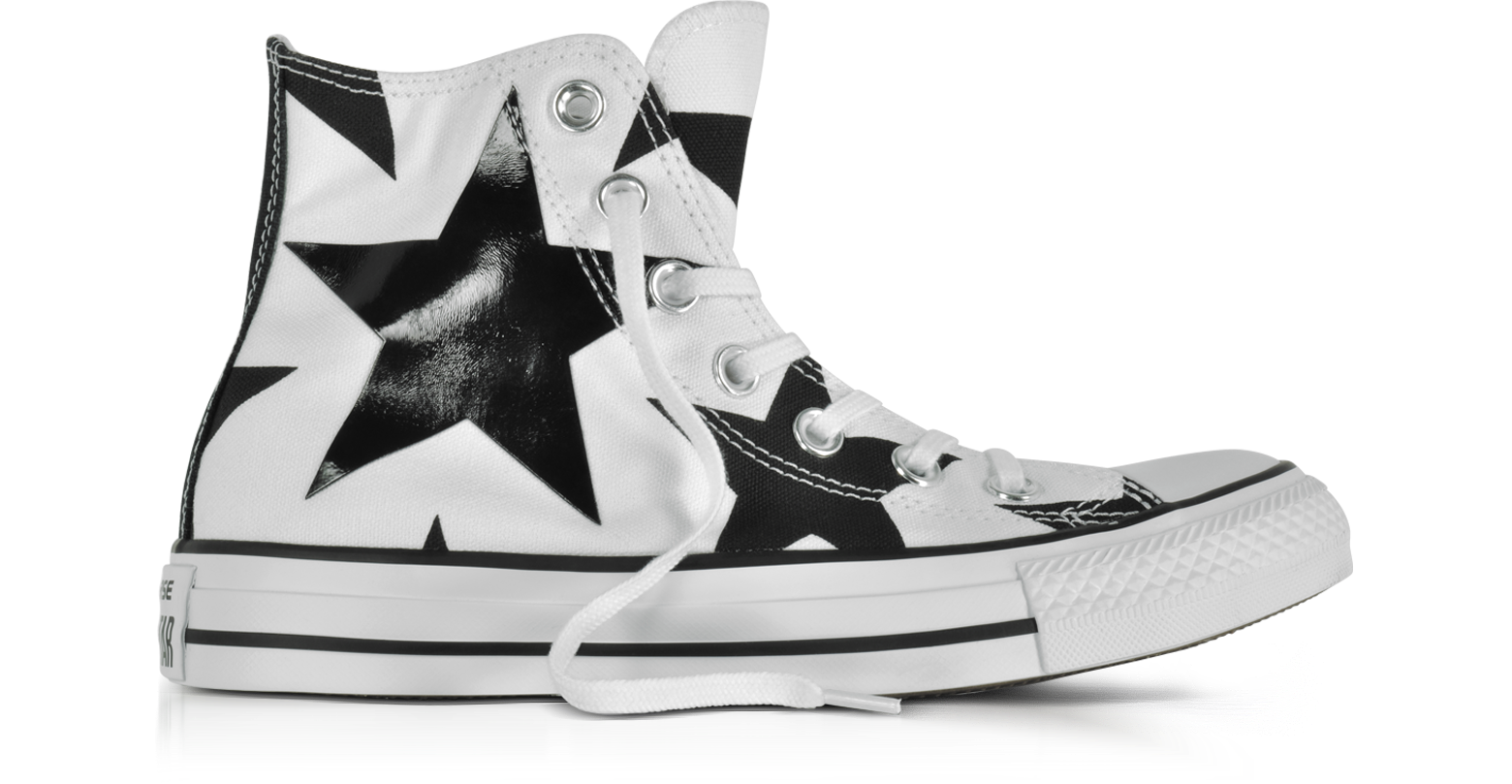 Chuck Taylor All Star High Sneakers in Canvas Bianco con Stelle Nere  Oversize Converse Limited Edition 4.5 (37 EU) su FORZIERI