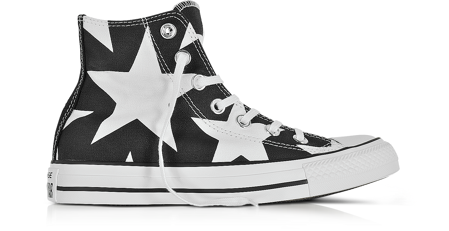 Chuck Taylor All Star High Sneakers in Canvas Nero con Stelle Bianche  Oversize Converse Limited Edition 3.5 (36 EU) su FORZIERI
