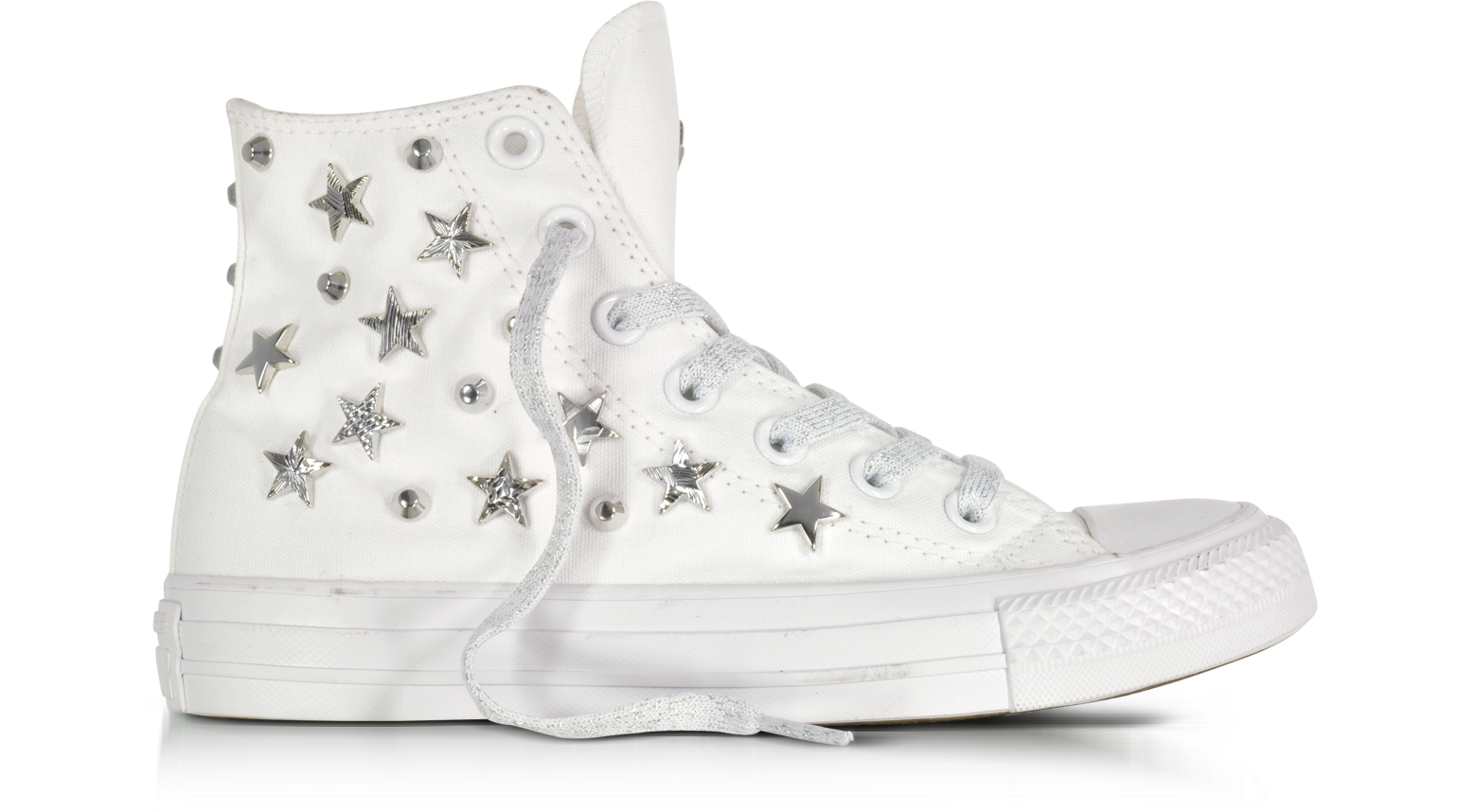 Converse Limited Edition Chuck Taylor All Star Hi White Sneakers w/Stars  and Studs 5.5 UK at FORZIERI