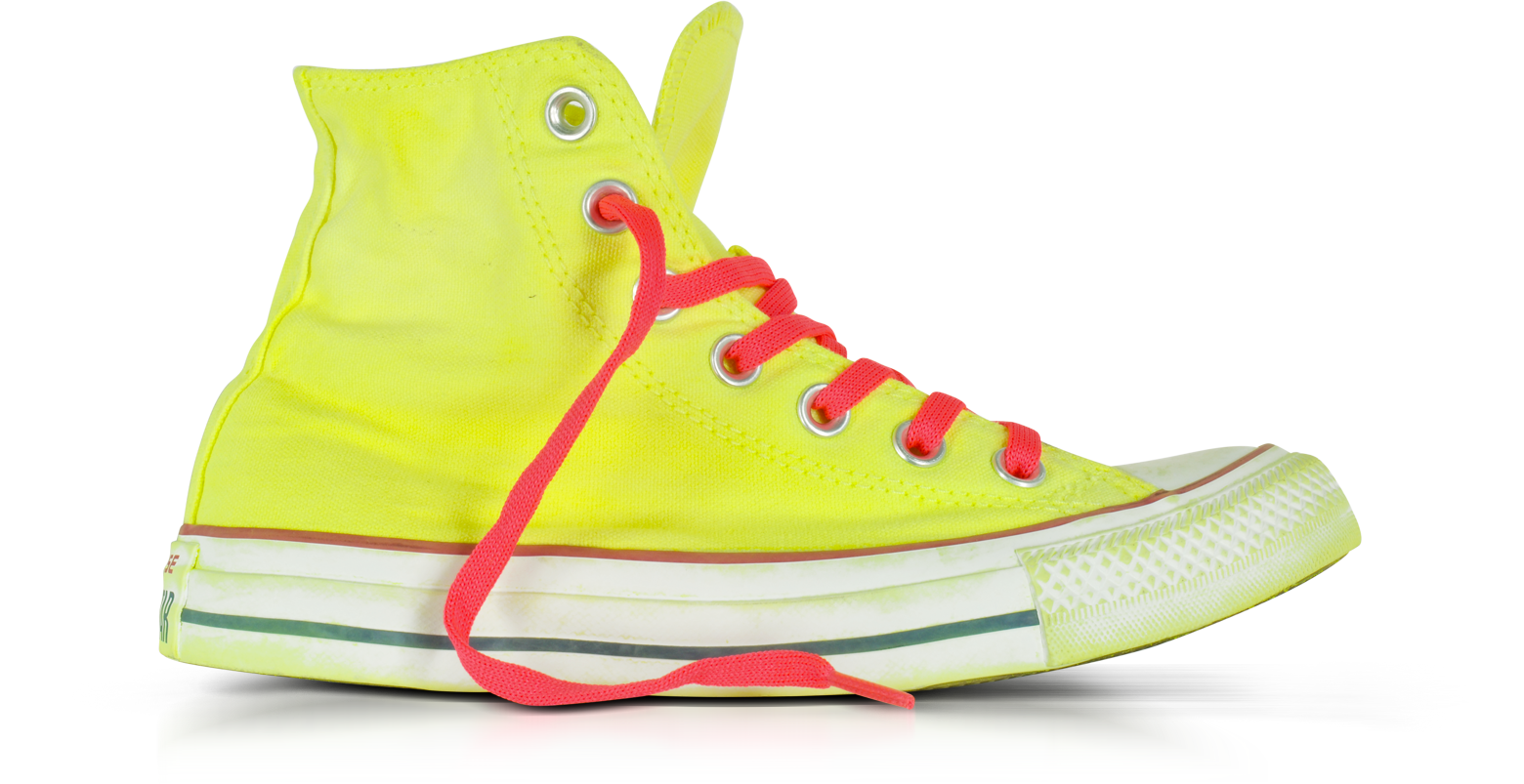 neon yellow converse high tops