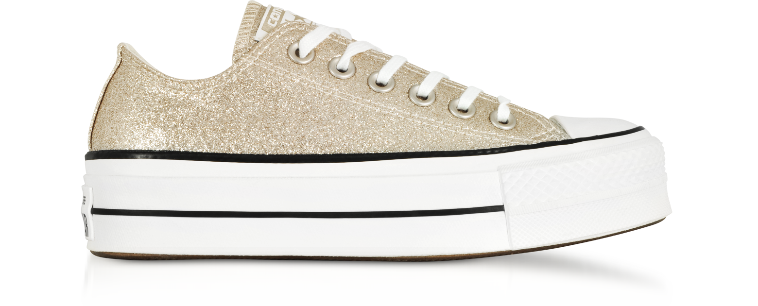 Converse Limited Edition Chuck Taylor All Star High Light Gold Glitter  Textured Canvas Flatform Sneakers 5 WOMENS US | 3 UK | 35 EU at FORZIERI