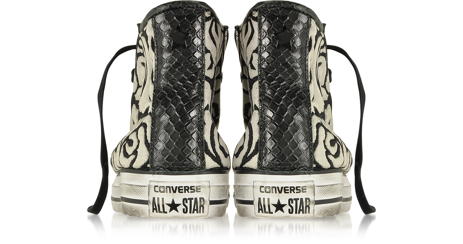 All Star HI Sneaker con Rose Bianche e Nere Converse Limited Edition 7.5  (41 EU) su FORZIERI
