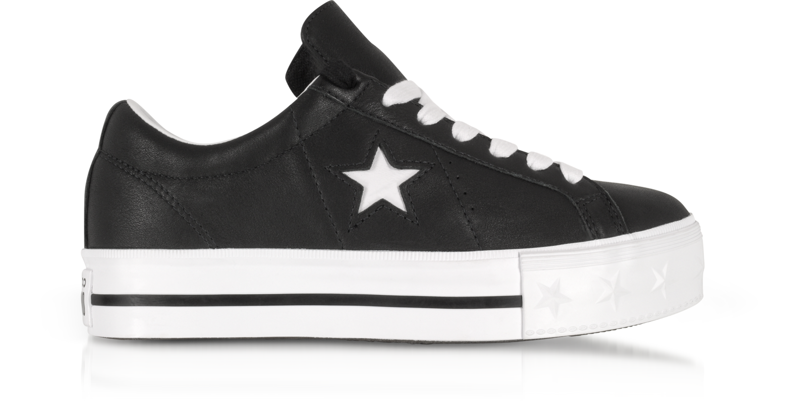 One Star Ox Flatform Sneakers in Pelle Nera Converse Limited Edition 5 (35  EU) su FORZIERI